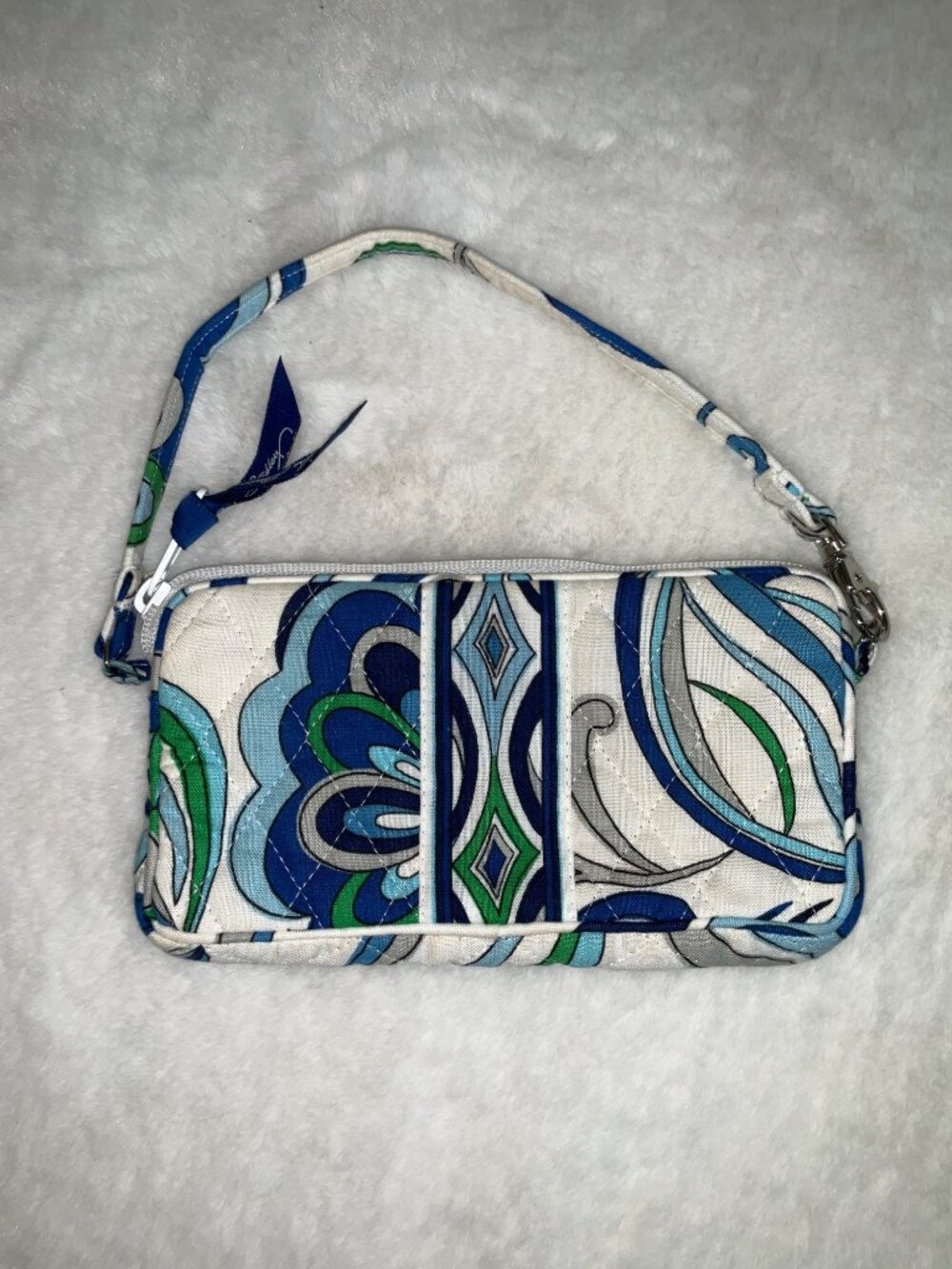 Vera Bradley Zip Wristlet Mediterranean White & Blue
